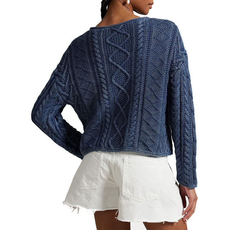 Long Sleeve Cotton-Linen Flag Sweater image number null