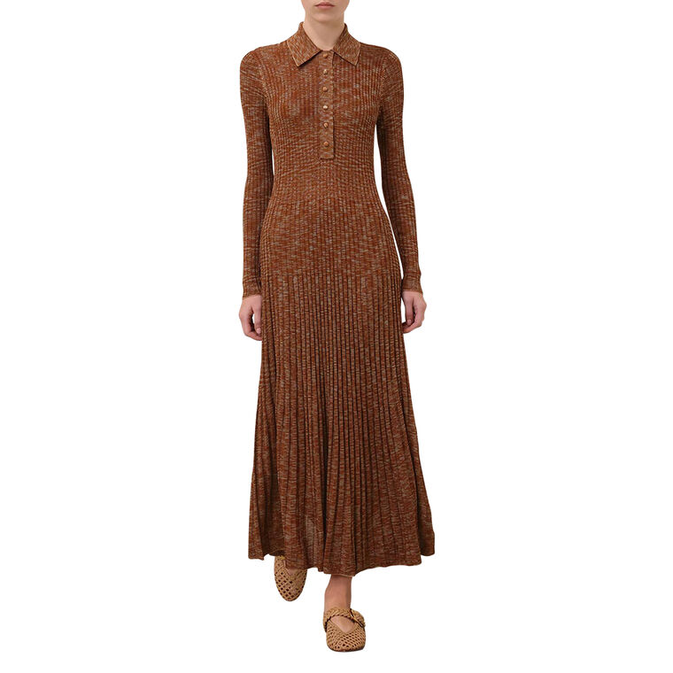 Mouline Long Sleeve Knit Midi Dress image number null