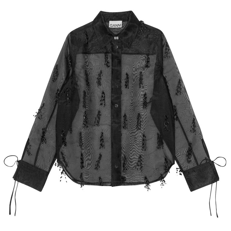 Fringed Organza Long Sleeve Shirt image number null