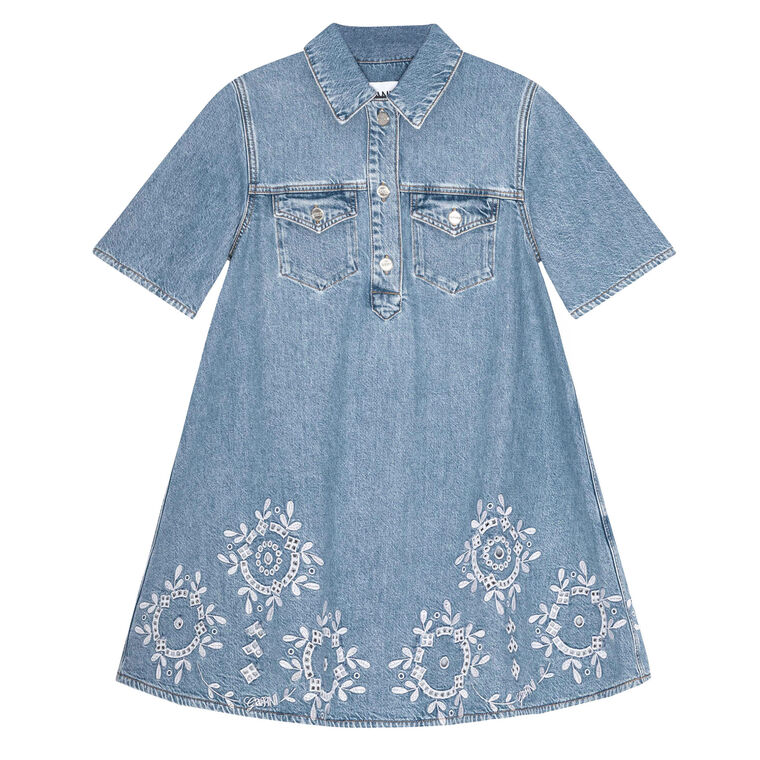 Broderie Anglaise Denim Mini Dress image number null