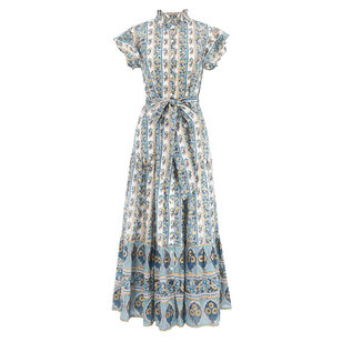 Ruffle Collar Button Maxi Dress