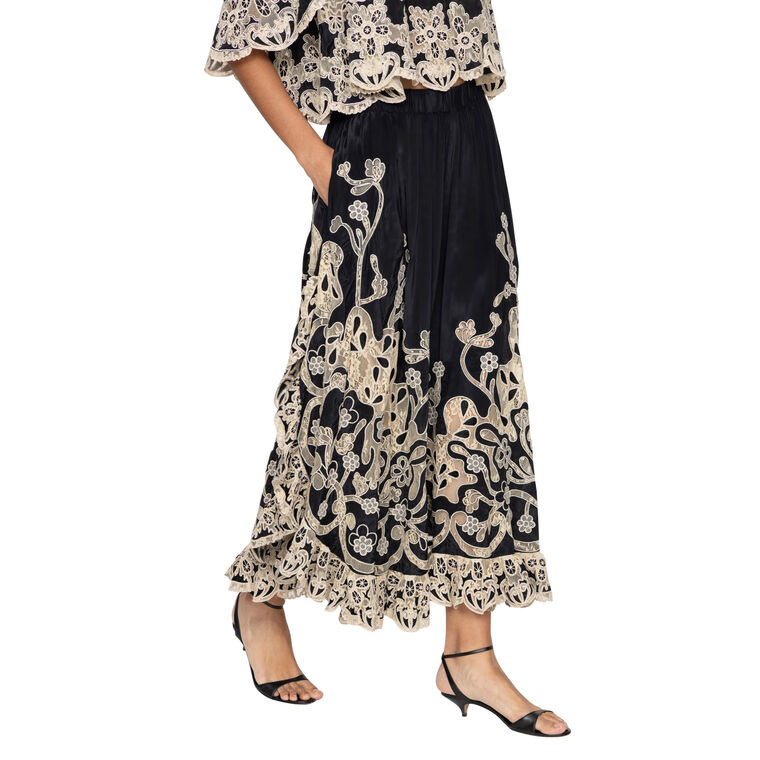 Gracelyn Cropped Lace Wide-Leg Pant image number null