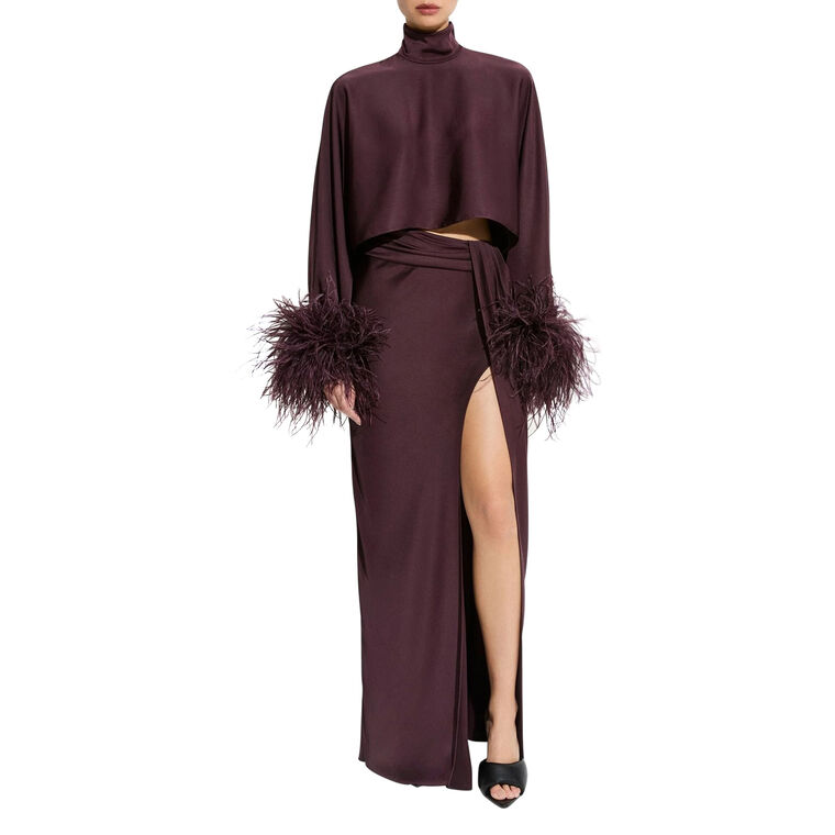 Lightweight Satin Asymmetric Maxi Skirt image number null