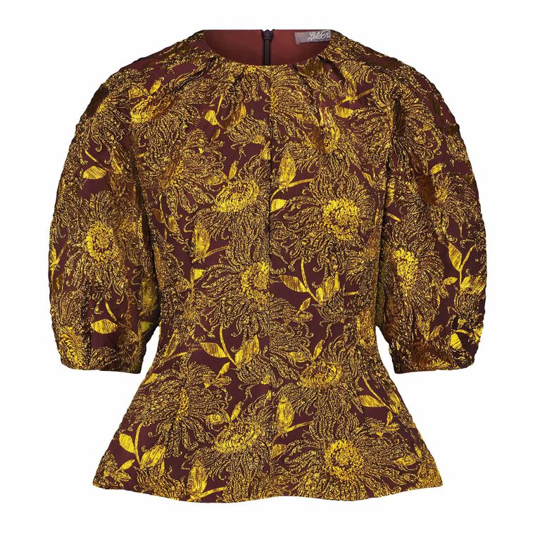 Sunflower Jacquard Puff Sleeve Top image number null