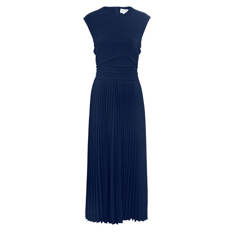 Carly Cap Sleeve Pleated Midi Dress image number null