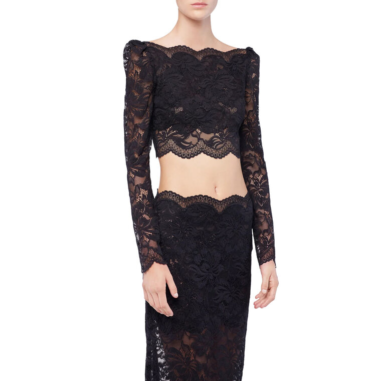 Long Sleeve Lace Crop Top image number null