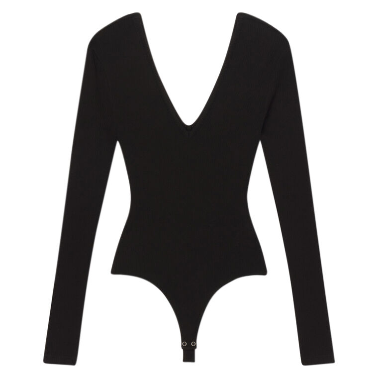 Darla Long Sleeve Double V Bodysuit image number null