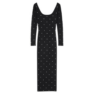 Cielo Stellato Wool Knit Scoop Neck Long Sleeve Dress