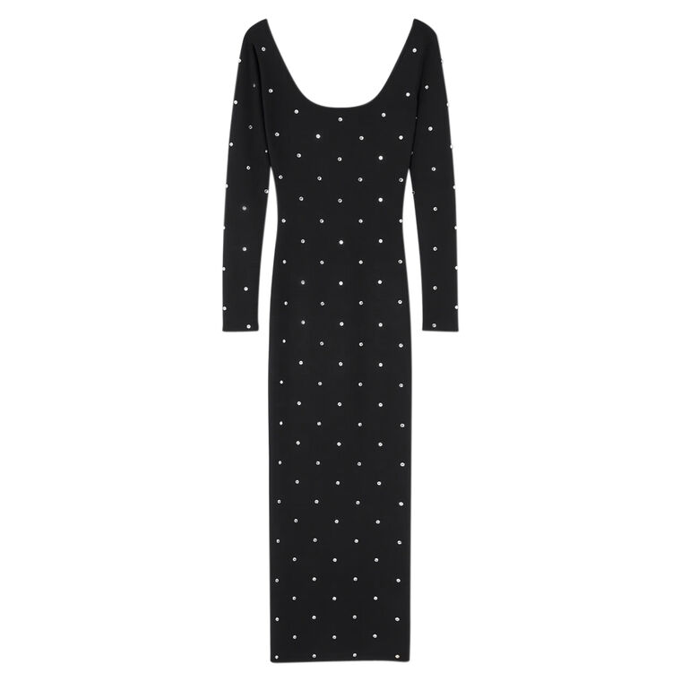 Cielo Stellato Wool Knit Scoop Neck Long Sleeve Dress image number null