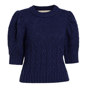 Vayda Short Sleeve Cable Knit Pullover Sweater