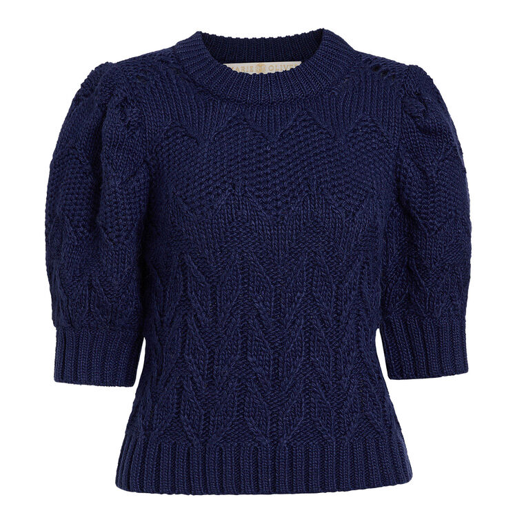 Vayda Short Sleeve Cable Knit Pullover Sweater image number null