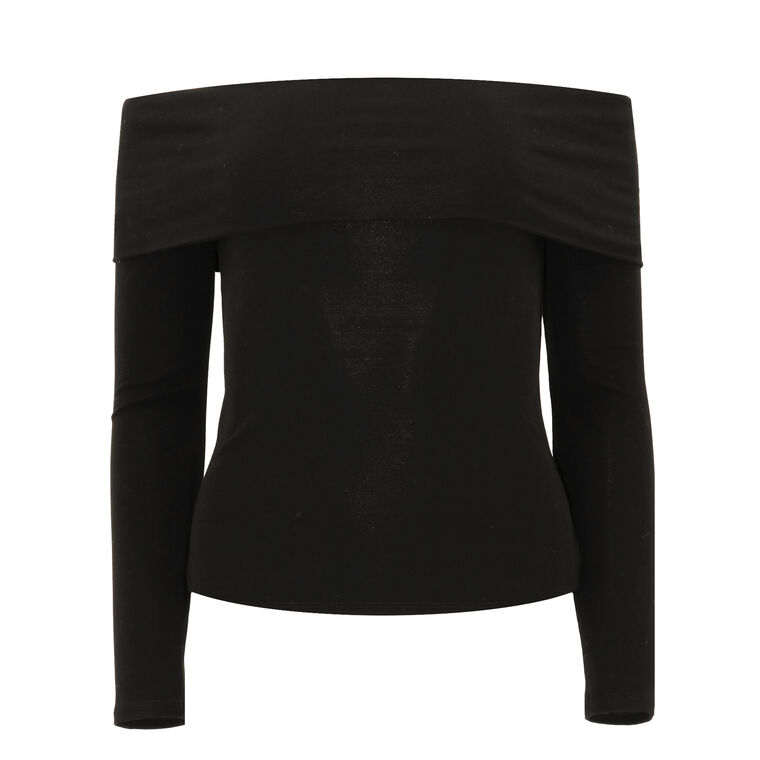 Off-the-Shoulder Rib-Knit Top image number null