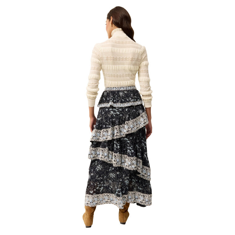 Paislee Tiered Floral Print Maxi Skirt image number null