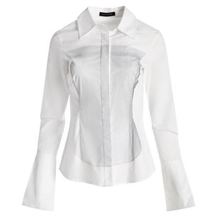 Long Sleeve Illusion Print Corset Button Down