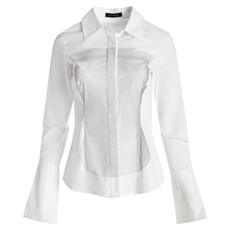 Long Sleeve Illusion Print Corset Button Down image number null