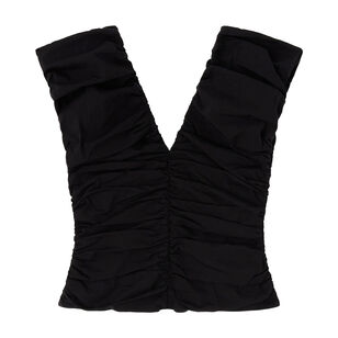 Stretch Cotton Short Sleeve Ruched Top