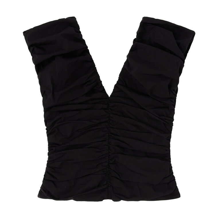 Stretch Cotton Short Sleeve Ruched Top image number null