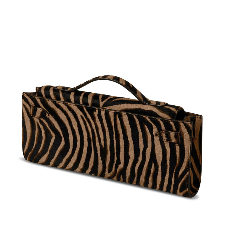Zebra-Print Calf Hair Dash Clutch image number null