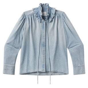 Calista Long Sleeve Frill Collar Denim Shirt