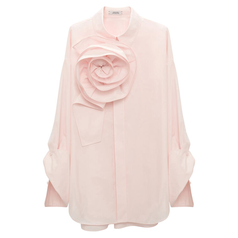 Cotton Poplin Power Blouse With Removable Rose Brooch image number null