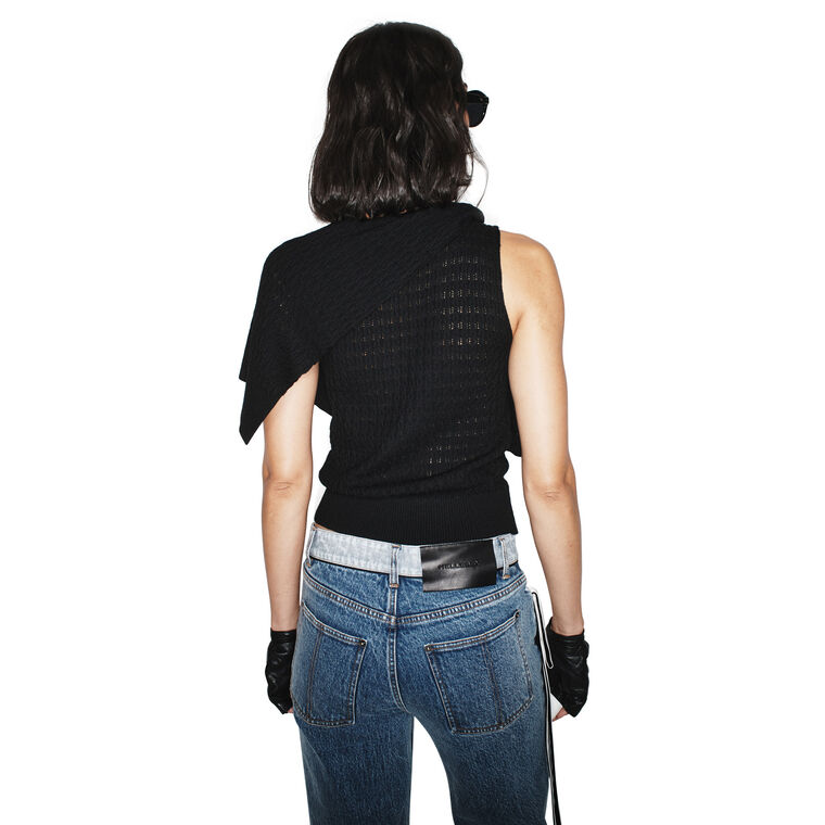 Dove Asymmetric Tie Knit Top image number null