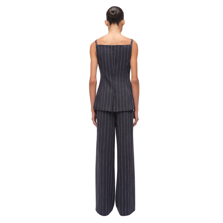 Edie Pinstripe Square Neck Sleeveless Top image number null