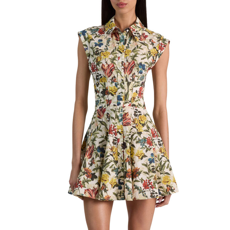 Kim Cap Sleeve Paneled Corset Mini Shirt Dress image number null