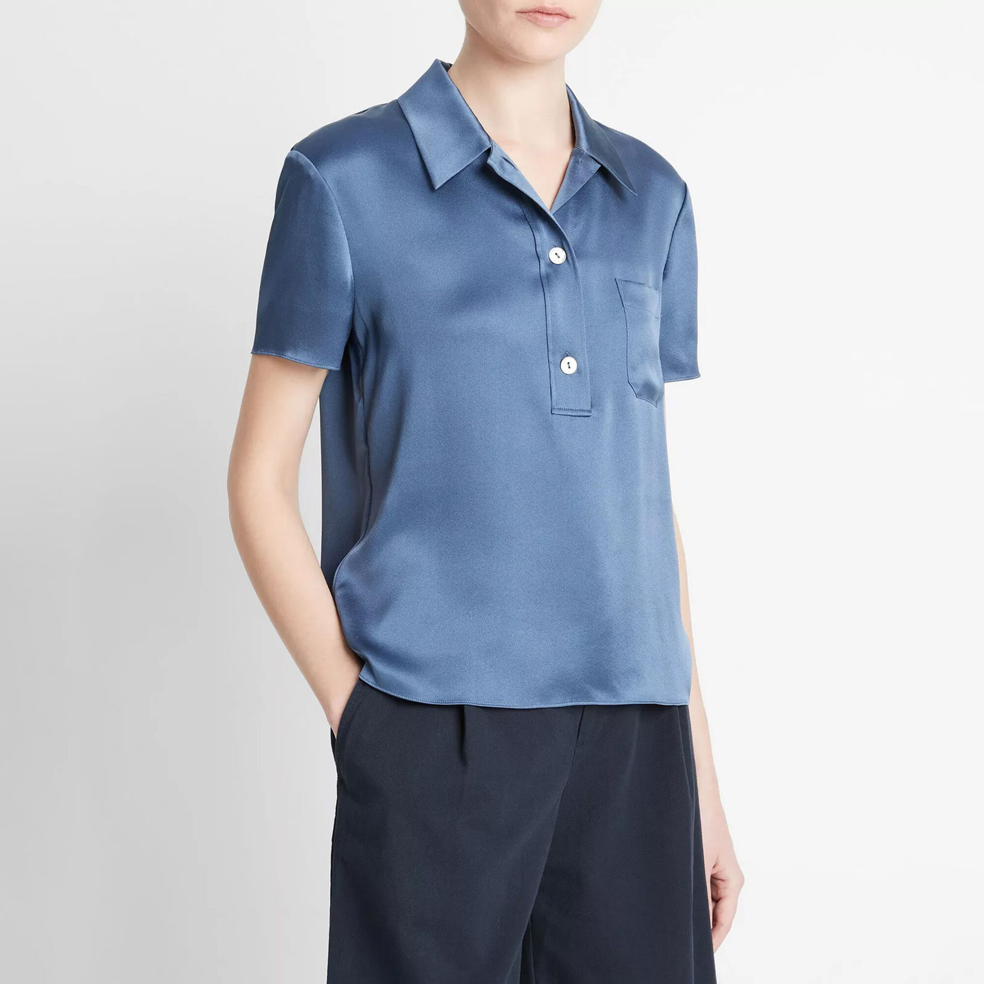 Silk Short-Sleeve Polo Shirt