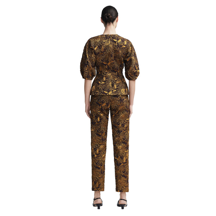 Sunflower Jacquard Puff Sleeve Top image number null