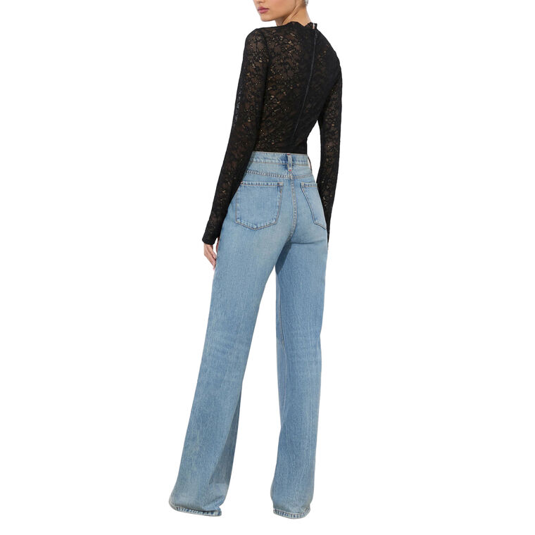 Taeyn Long Sleeve Lace Crew Neck Bodysuit image number null