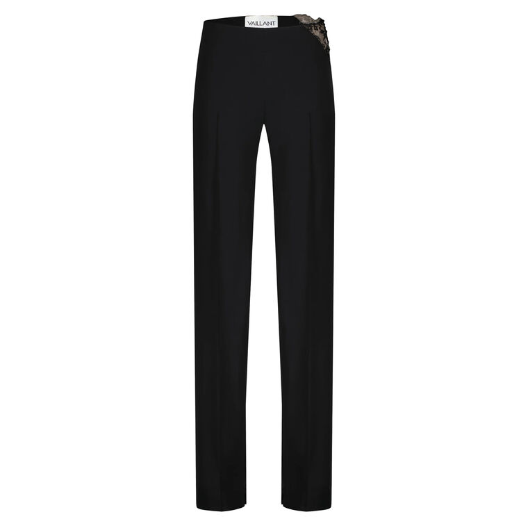 Lace Inlay Straight Leg Trouser image number null