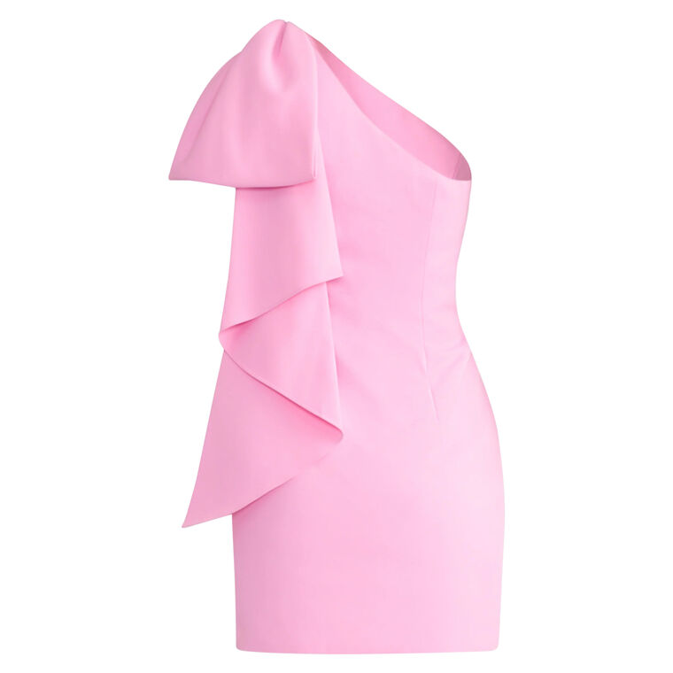 One-Shoulder Bow Mini Dress image number null