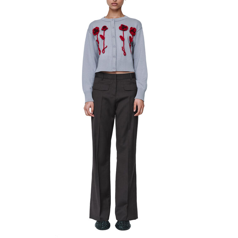 Long Sleeve Pansy Flower Cardigan image number null