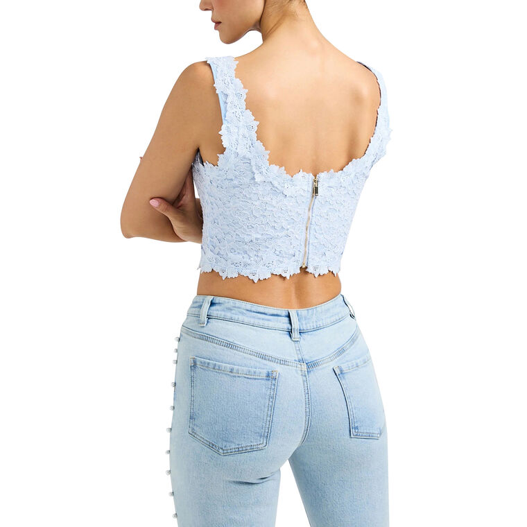 Bronwyn Sequin Corded Lace Sleeveless Crop Top image number null
