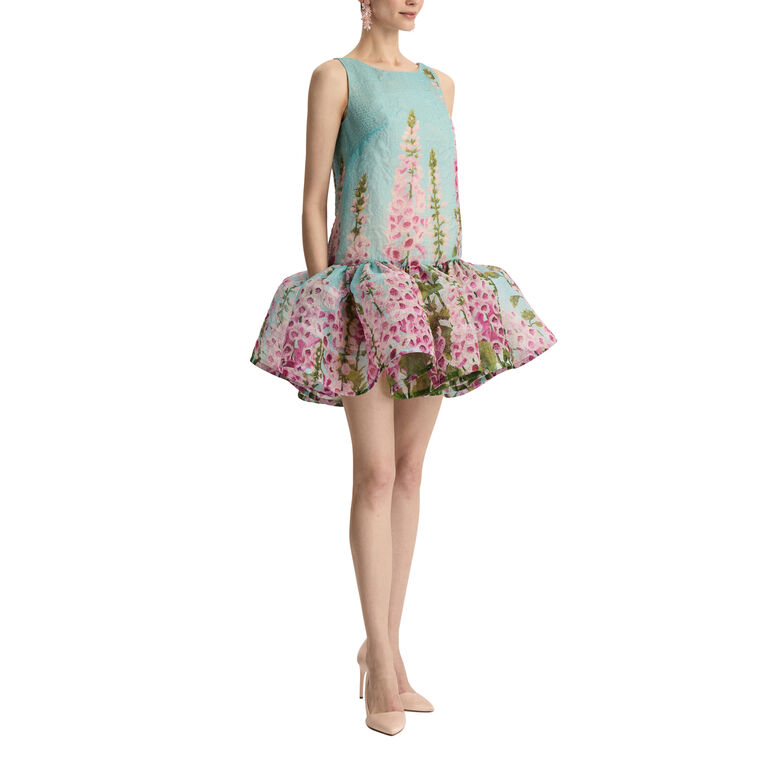 Sleeveless Foxglove Ombre Organza Mini Dress image number null