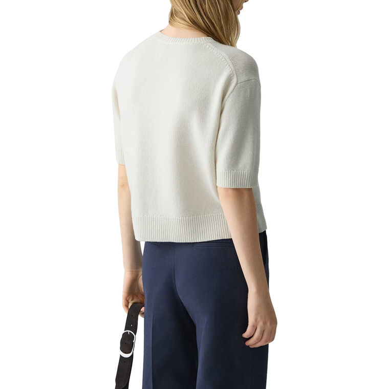 Short Sleeve Cropped Crewneck Cashmere Tee image number null