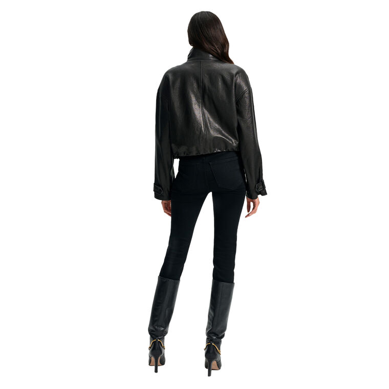 Bateman Cropped Leather Jacket image number null