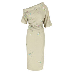 Bowery Embroidered Off-The-Shoulder Midi Dress
