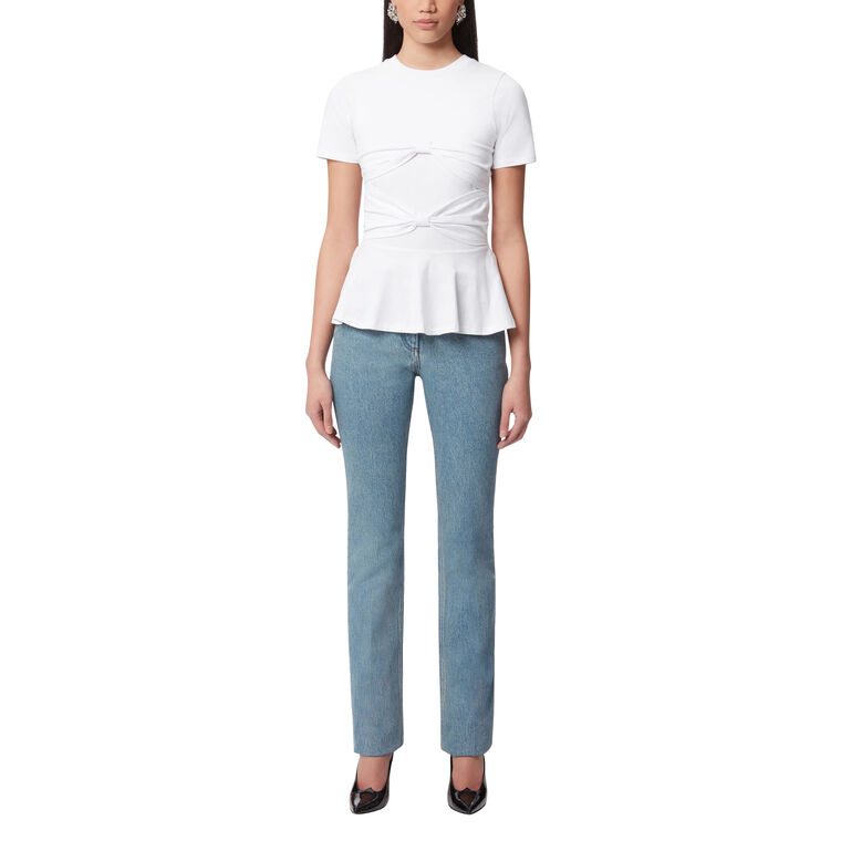 Peplum T-Shirt With Bow Detail image number null