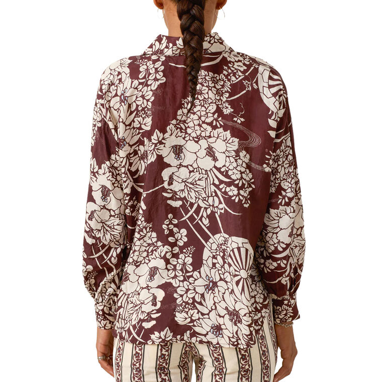 Emery Auburn Spoke Long Sleeve Silk Shirt image number null