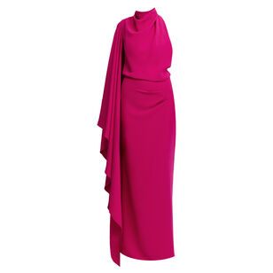 Flintshire Single-Sleeve Cowl-Neck Maxi Dress