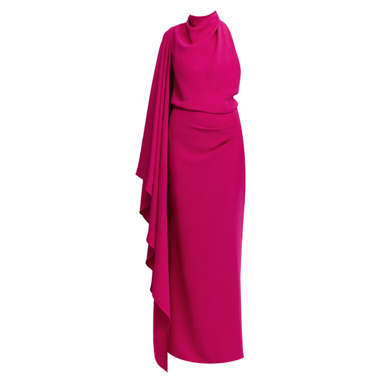 Flintshire Single-Sleeve Cowl-Neck Maxi Dress image number null