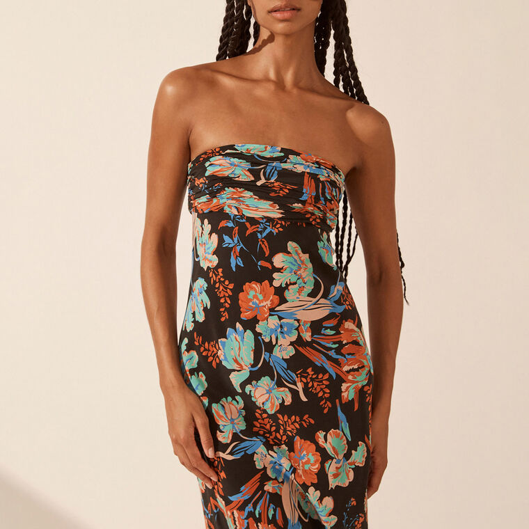 Flotte Silk Ruched Bodice Maxi Dress image number null