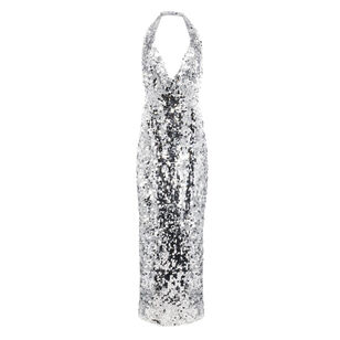 Cowl Neck Sequin Sheath Gown