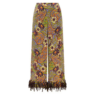 Joanna Straight-Leg Pant With Beaded Fringe Hem