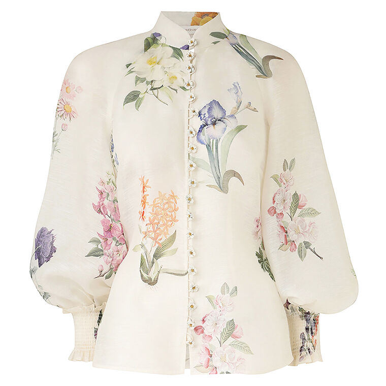 Natura Linen-Silk Floral Blouse image number null