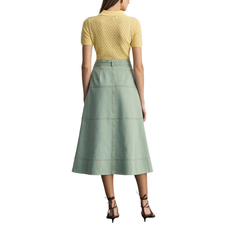 Hudley Belted Denim Midi Skirt image number null