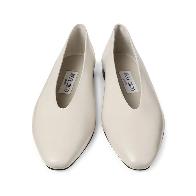 Margot Soft Shiny Biker Leather Point-Toe Ballerina Flats image number null