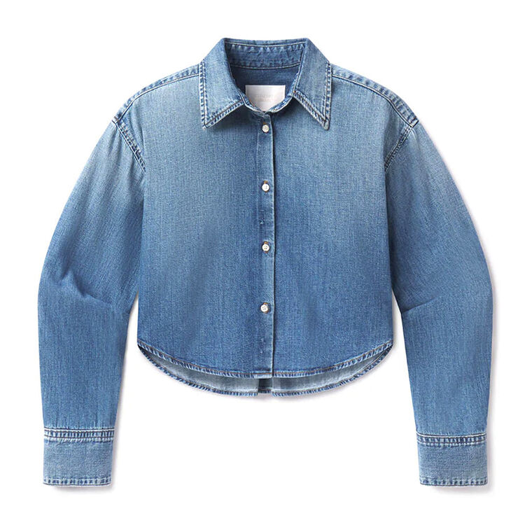 Ana Cropped Long Sleeve Denim Shirt image number null