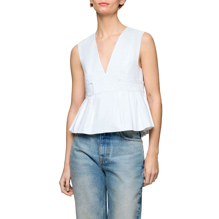 Stretch Cotton V-Neck Blouse image number null